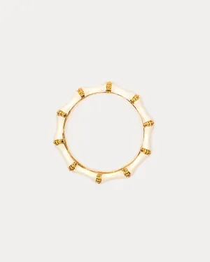 Enamel Bamboo Bangle Bracelet - White