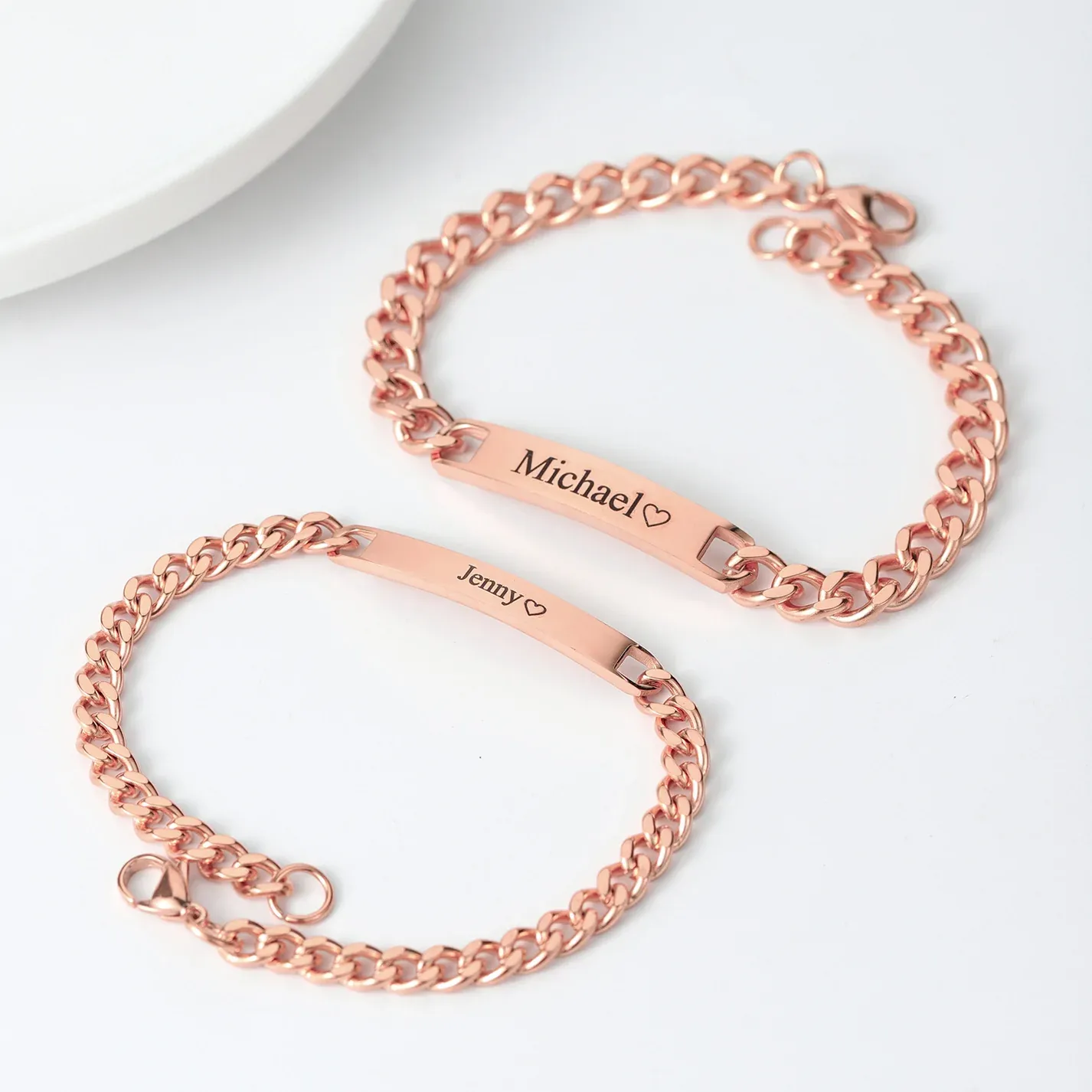 Engraved Bracelet Set – With Eternal Rose Box Gift