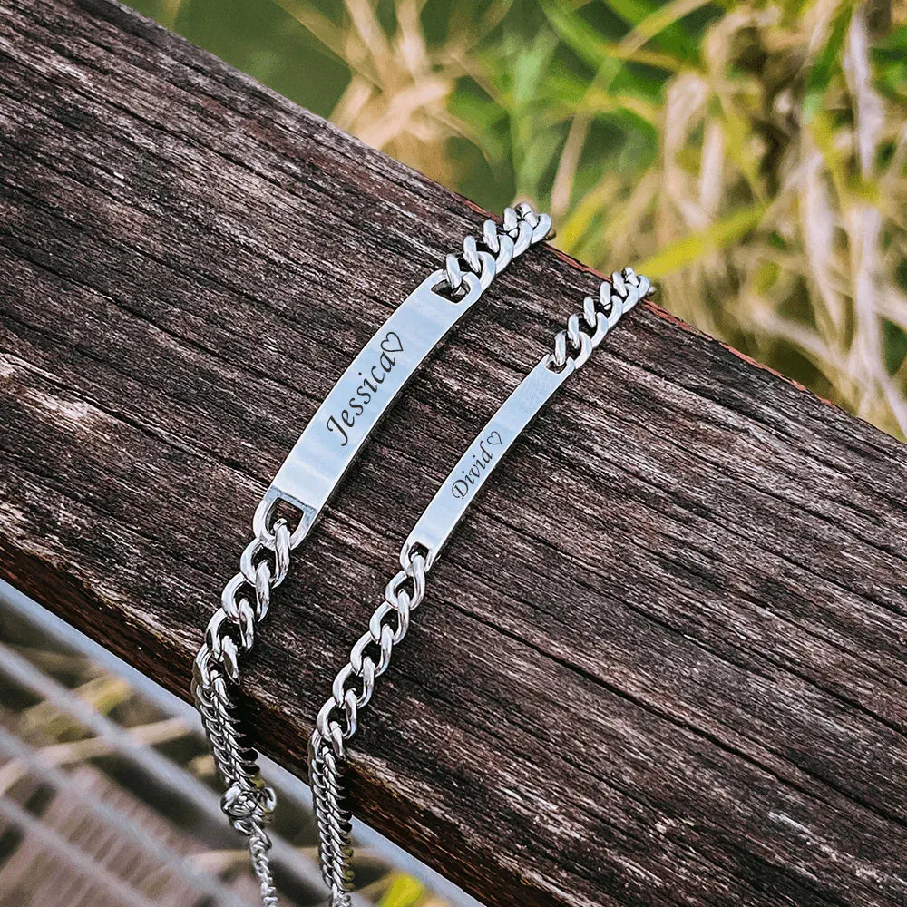 Engraved Bracelet Set – With Eternal Rose Box Gift