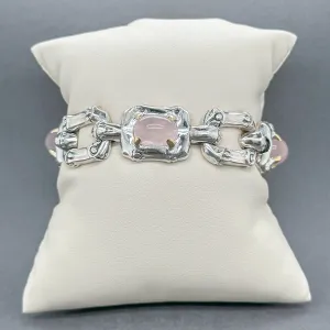 Estate John Hardy SS Rose Quartz Bamboo Bracelet