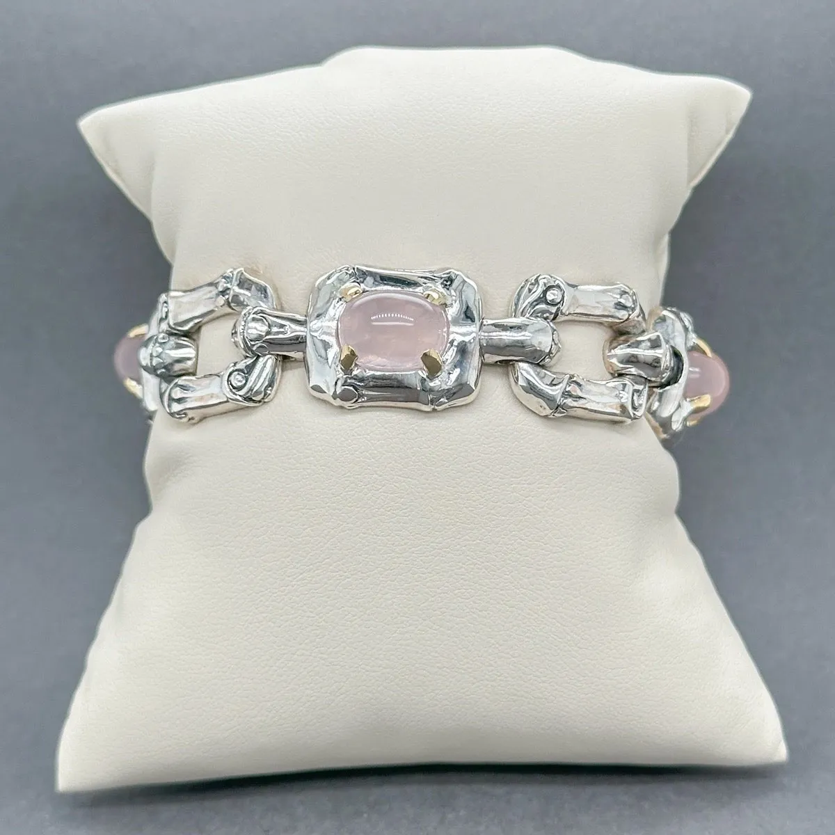 Estate John Hardy SS Rose Quartz Bamboo Bracelet