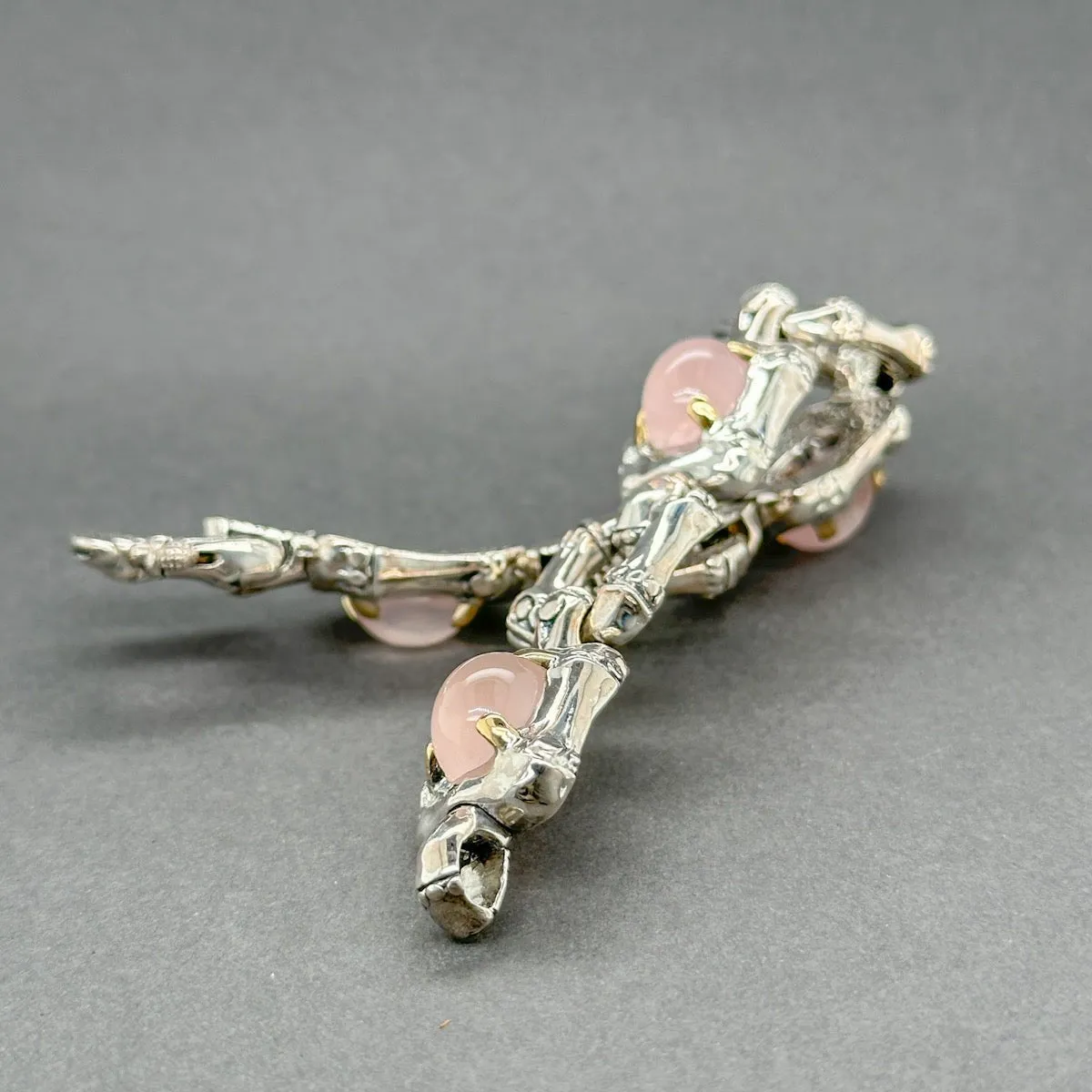 Estate John Hardy SS Rose Quartz Bamboo Bracelet