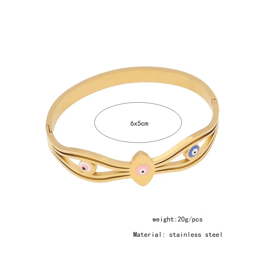 Evil Eye Retro Eye Stainless Steel Enamel Plating Bangle
