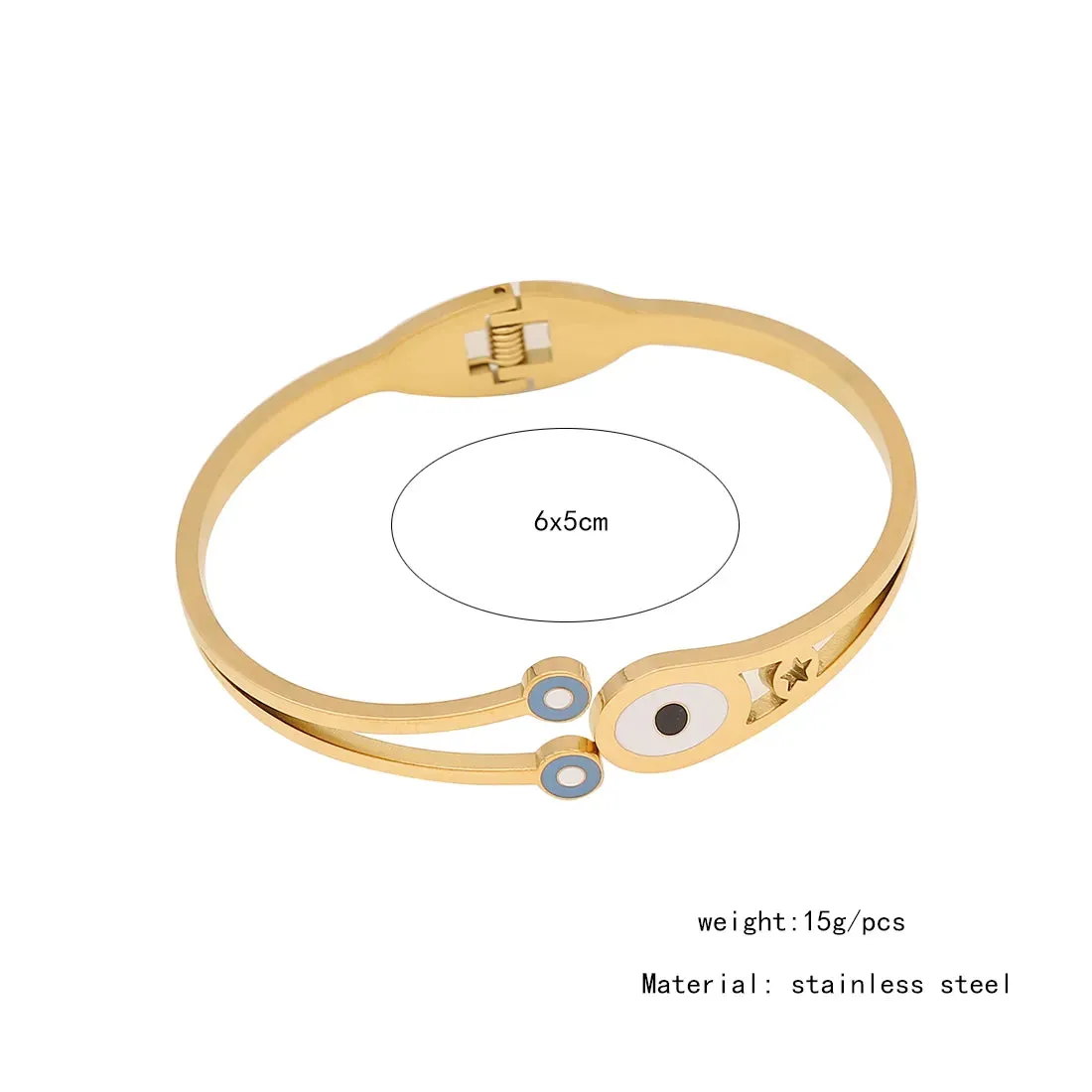 Evil Eye Retro Eye Stainless Steel Enamel Plating Bangle