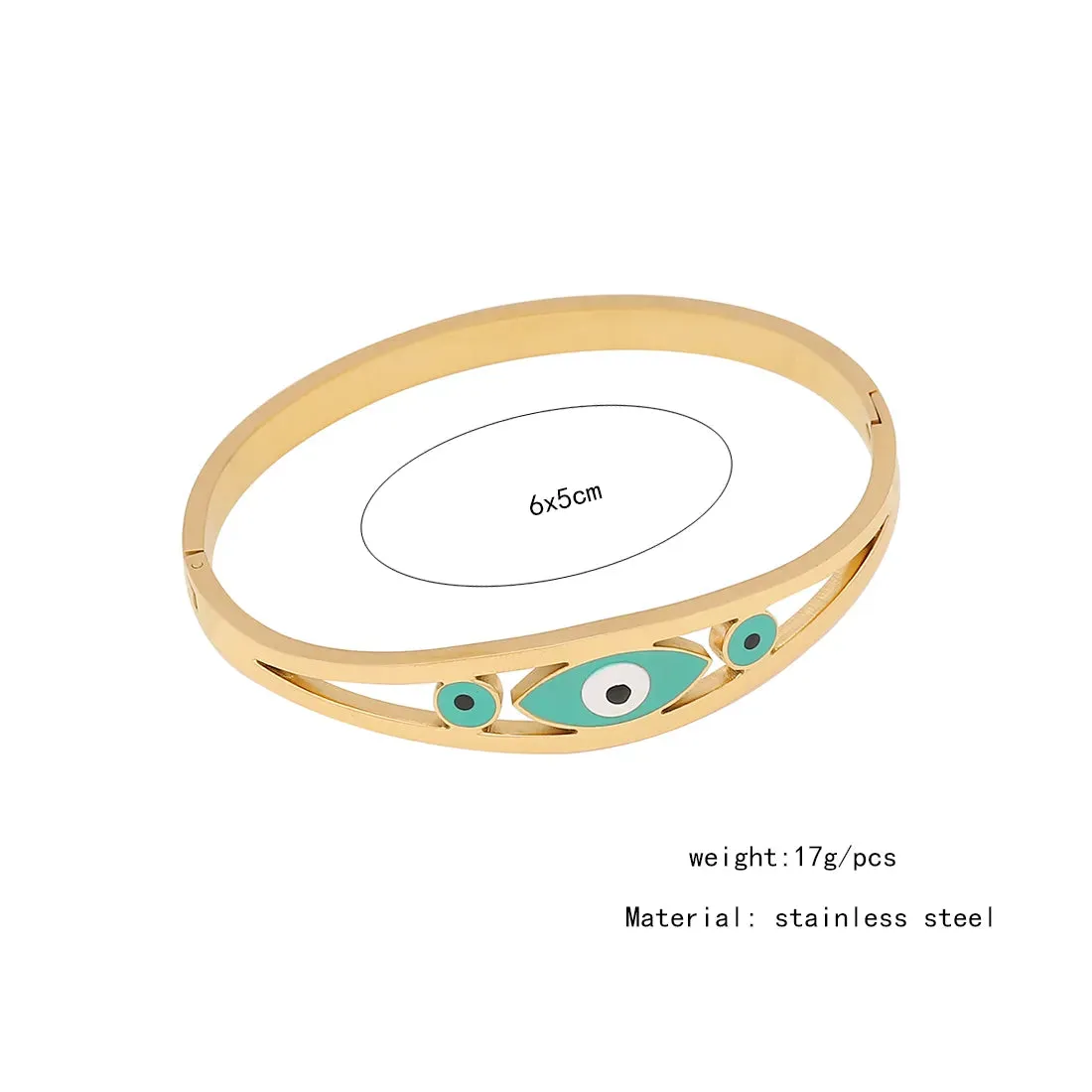 Evil Eye Retro Eye Stainless Steel Enamel Plating Bangle