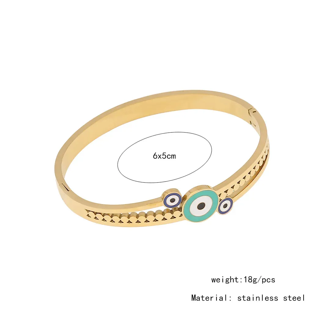 Evil Eye Retro Eye Stainless Steel Enamel Plating Bangle