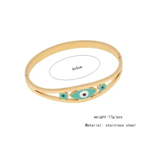 Evil Eye Retro Eye Stainless Steel Enamel Plating Bangle
