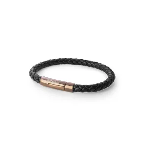 Evolve Latitude Blk Leather Bracelet with Stg Copper Clasp