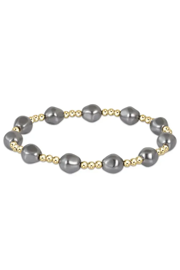 EXTENDS Admire Gold 3mm Bead Bracelet Pearl Dark Grey