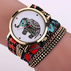 Fashion Top Design Casual Summer Style Fabric Bracelet Wristwatch Women Dress Watches Brand Geneva Long Chain Watch