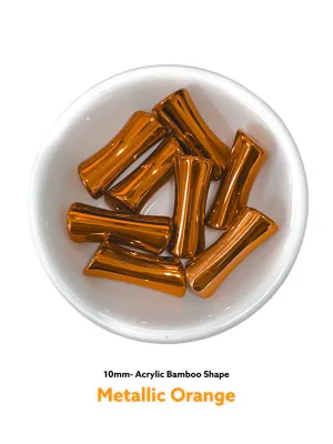 Game Day- 10mm Metallic Orange Bamboo New Shape - Halloween Acrylic Tube Beads Acrylic Bamboo Beads, Curved ,Bracelet Bangle Beads Only