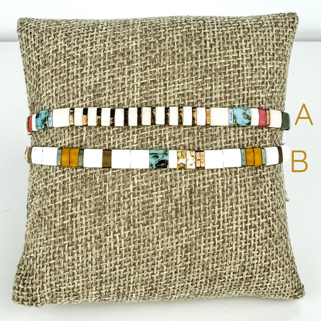 GARDEN | Glass Tila Bead Stretch Bracelets