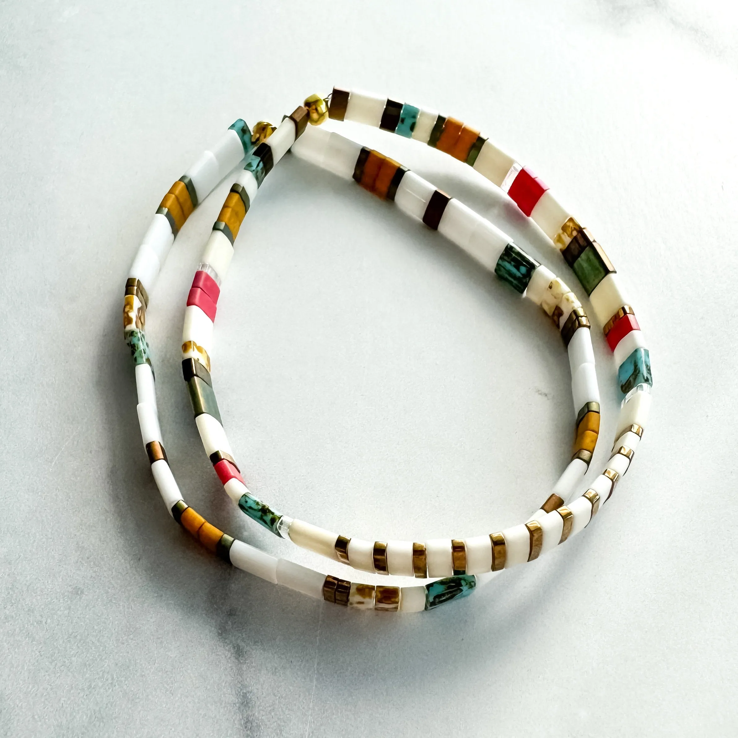 GARDEN | Glass Tila Bead Stretch Bracelets
