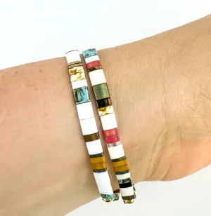 GARDEN | Glass Tila Bead Stretch Bracelets