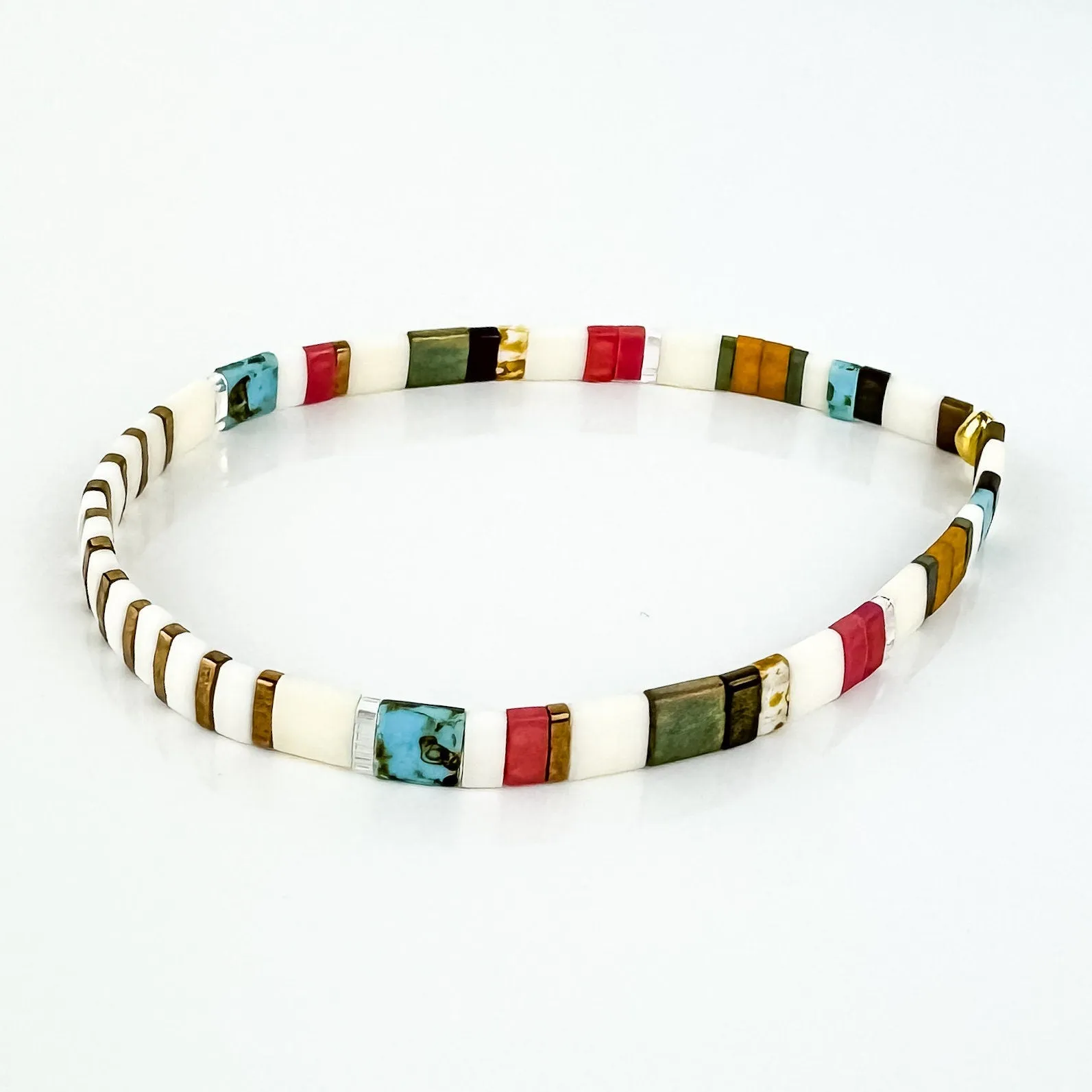GARDEN | Glass Tila Bead Stretch Bracelets