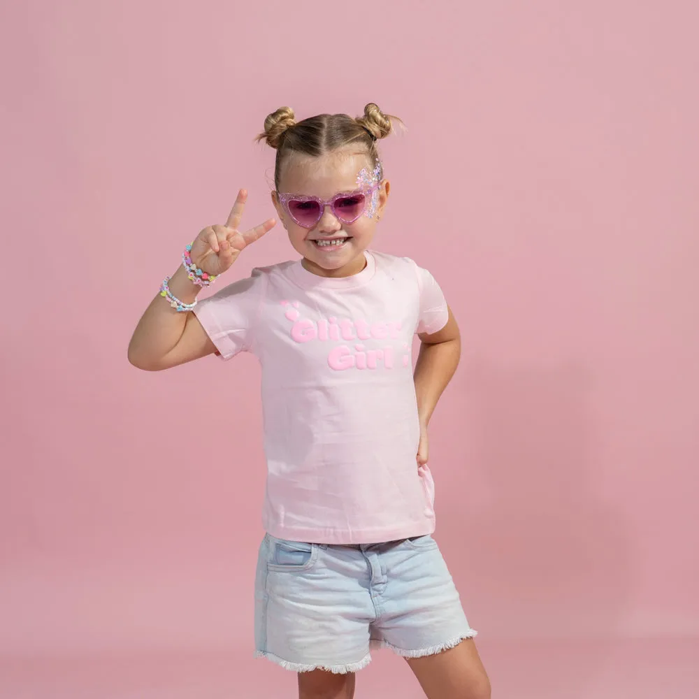 GG Pink T shirt with baby pink puff - Kids
