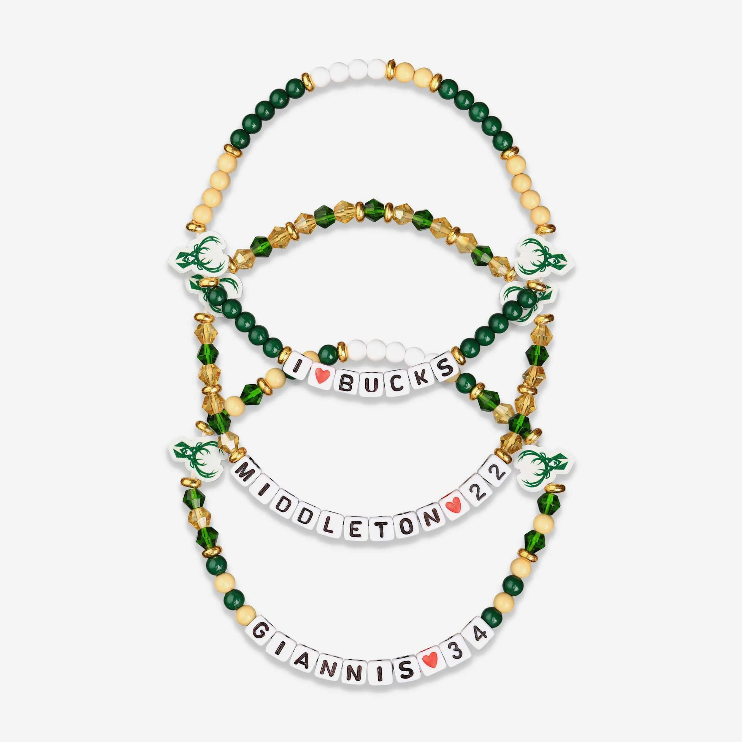 Giannis Antetokounmpo Milwaukee Bucks 3 Pack Player Friendship Bracelet