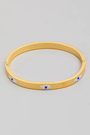 Gold Pave Evil Eye Bangle Bracelet