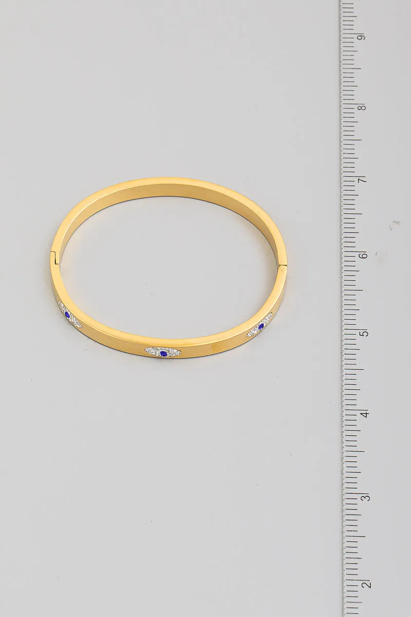 Gold Pave Evil Eye Bangle Bracelet