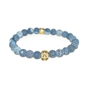 Gold Skull Blue Stone Bracelet