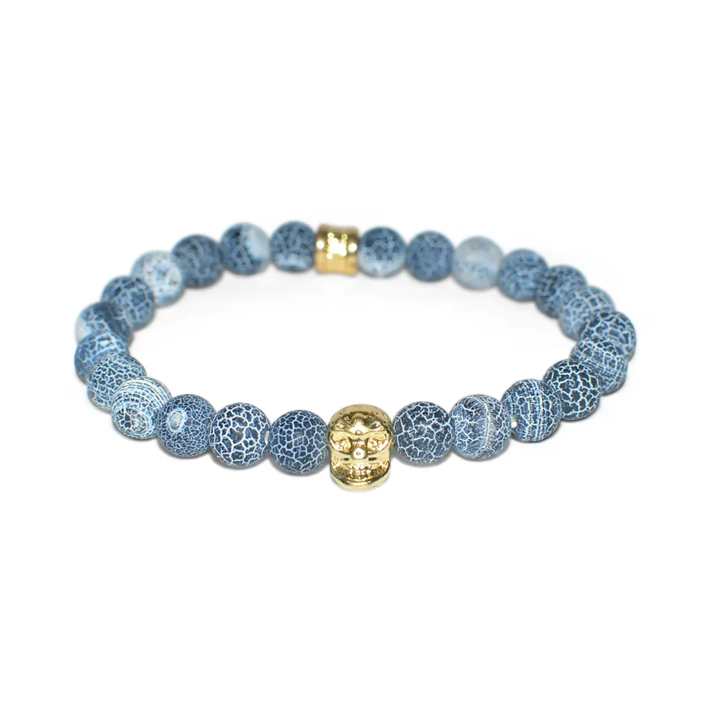 Gold Skull Blue Stone Bracelet