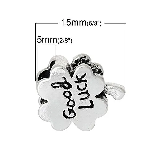 Good Luck Four Leaf Clover Bead Compatible for Most European Snake Chain Bracelet