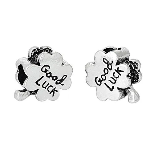 Good Luck Four Leaf Clover Bead Compatible for Most European Snake Chain Bracelet