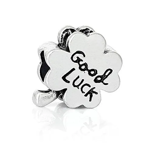 Good Luck Four Leaf Clover Bead Compatible for Most European Snake Chain Bracelet