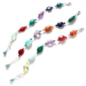 Gorgeous Mixed Unique Colorful Stones Sterling Silver Statement Bracelet