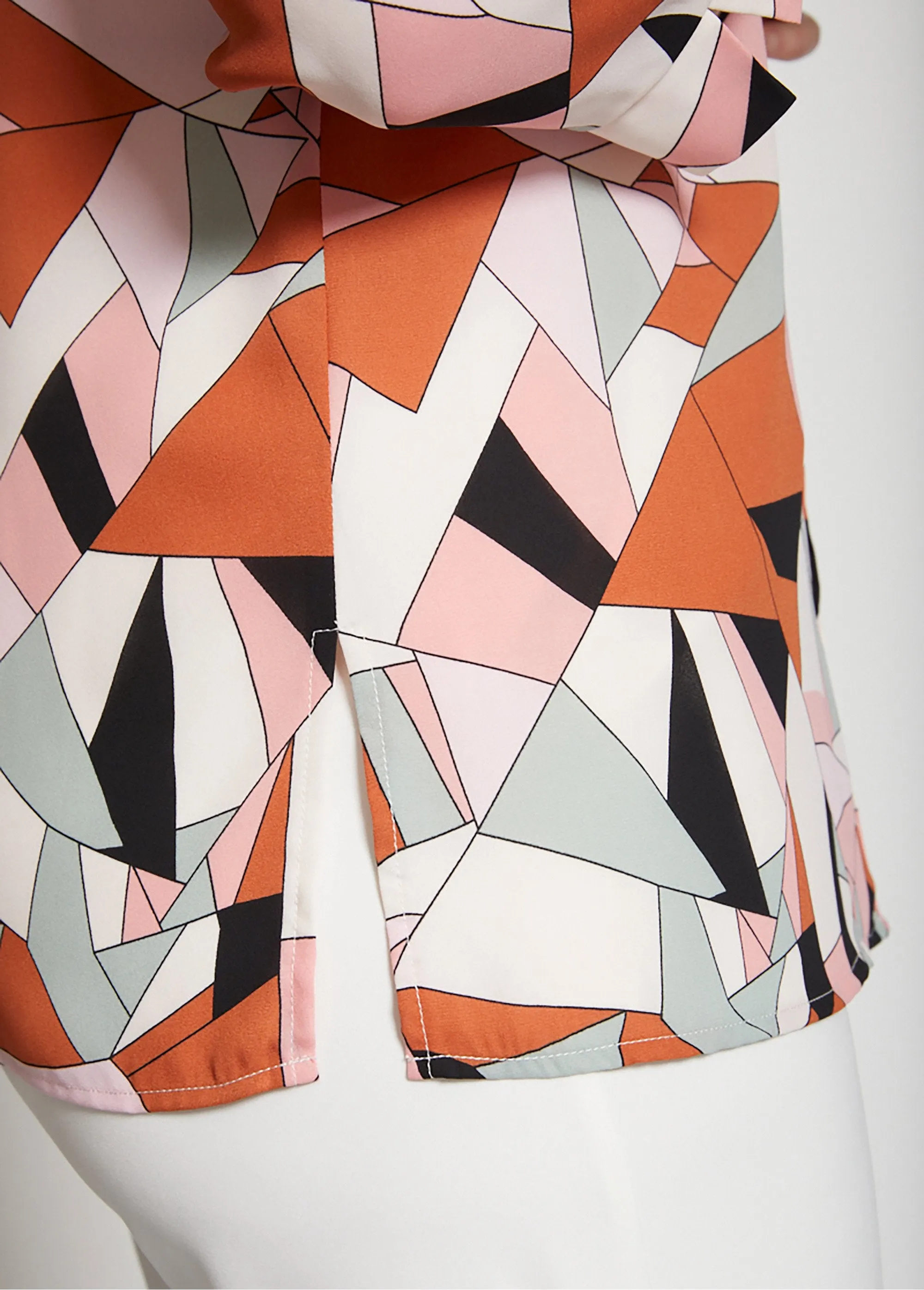 Graphic Print Button Down Blouse