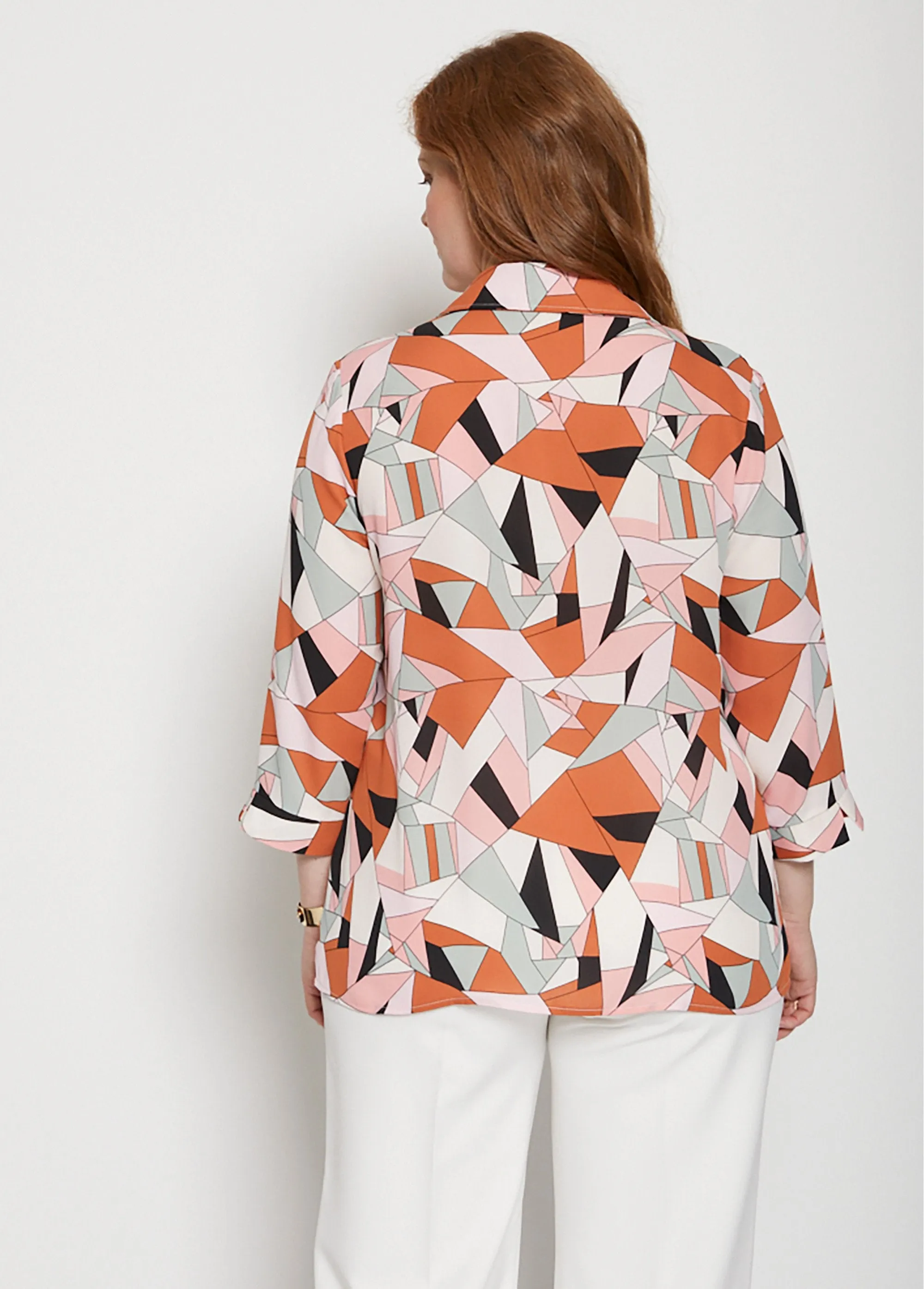 Graphic Print Button Down Blouse