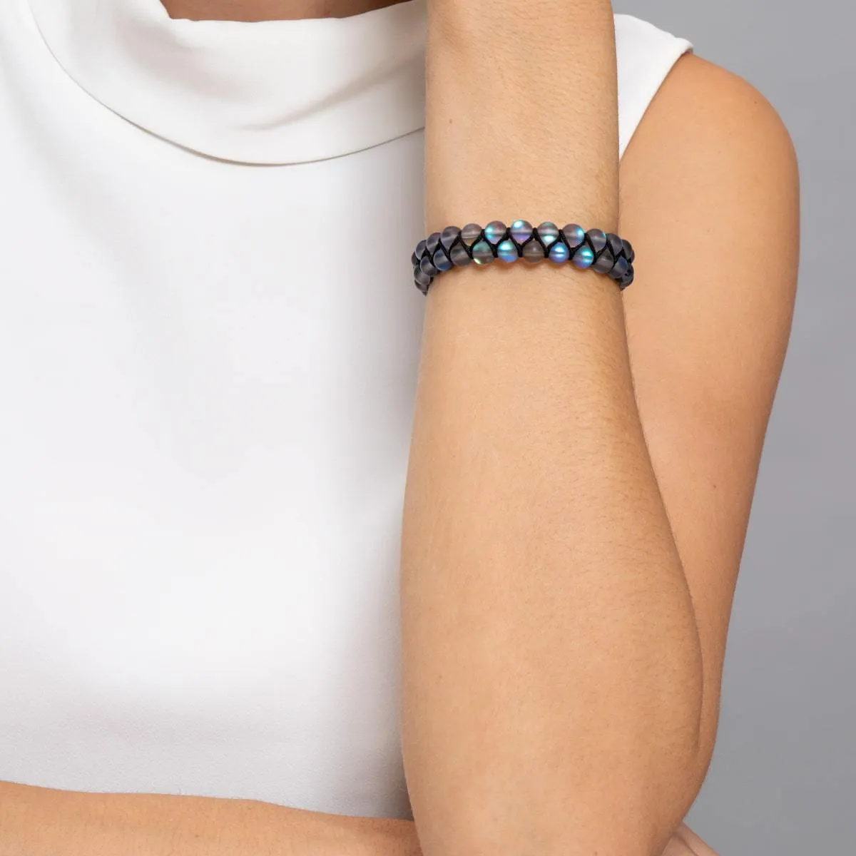 Grey | Unicorn Silver | Double Mermaid Glass Bracelet
