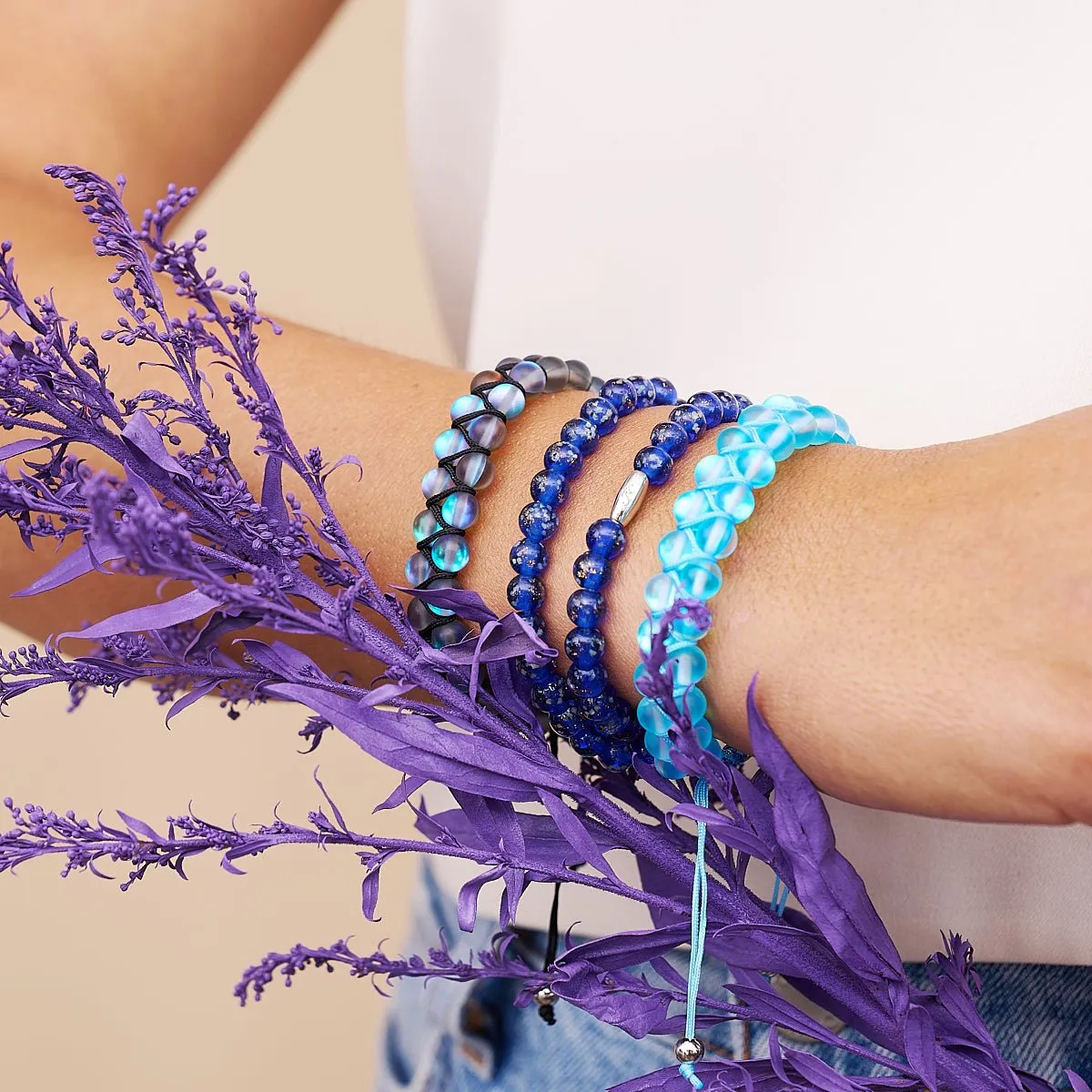 Grey | Unicorn Silver | Double Mermaid Glass Bracelet