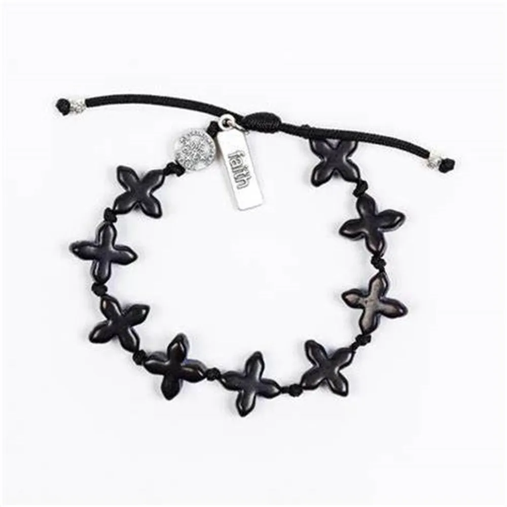 Grounded in Faith Bracelets, blk/silver
