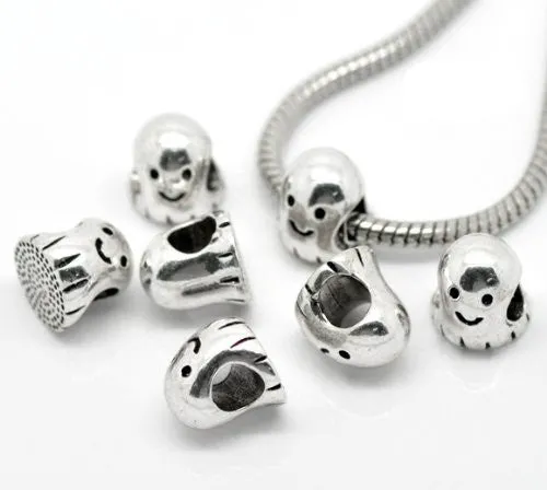 Halloween Ghost Charm Spacer European Bead Compatible for Most European Snake Chain Bracelet