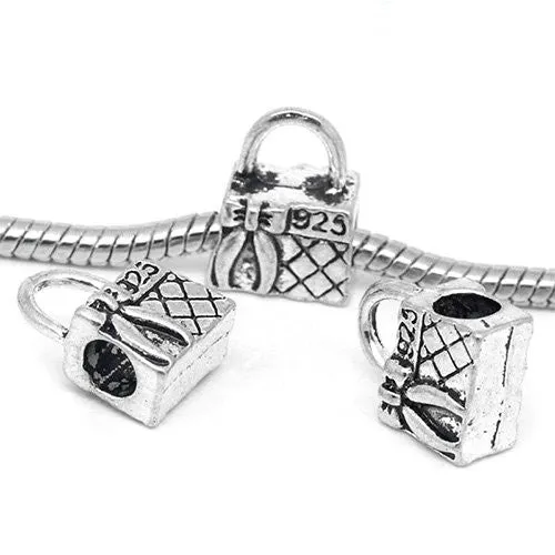Handbag with Bow Spacer European Bead Compatible for Most European Snake Chain Bracelet
