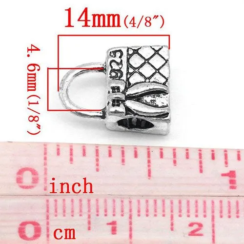 Handbag with Bow Spacer European Bead Compatible for Most European Snake Chain Bracelet