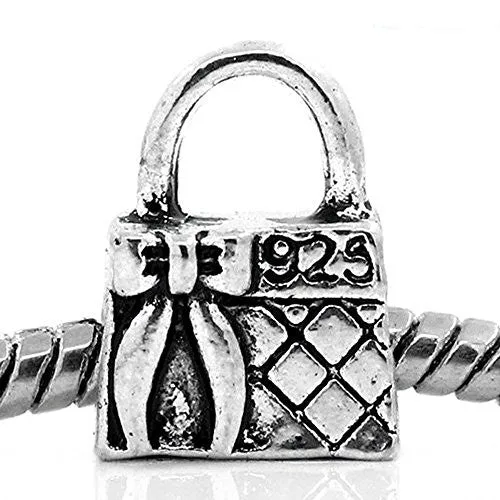 Handbag with Bow Spacer European Bead Compatible for Most European Snake Chain Bracelet