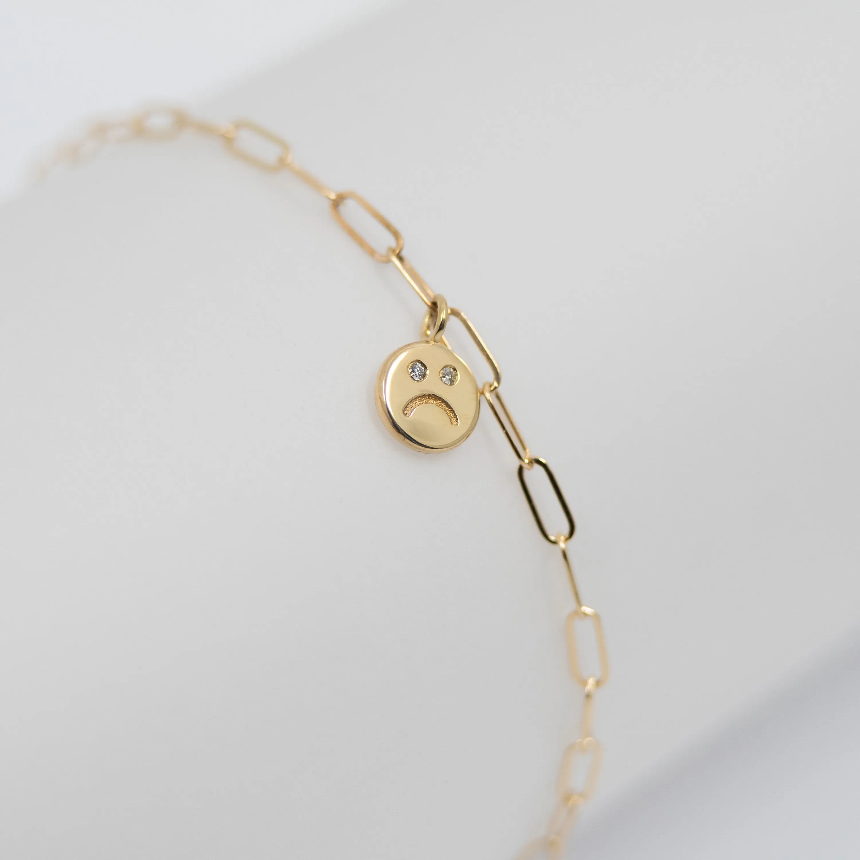Happy and Sad Face Bracelet - 14k Yellow Gold