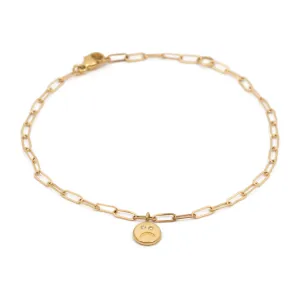Happy and Sad Face Bracelet - 14k Yellow Gold