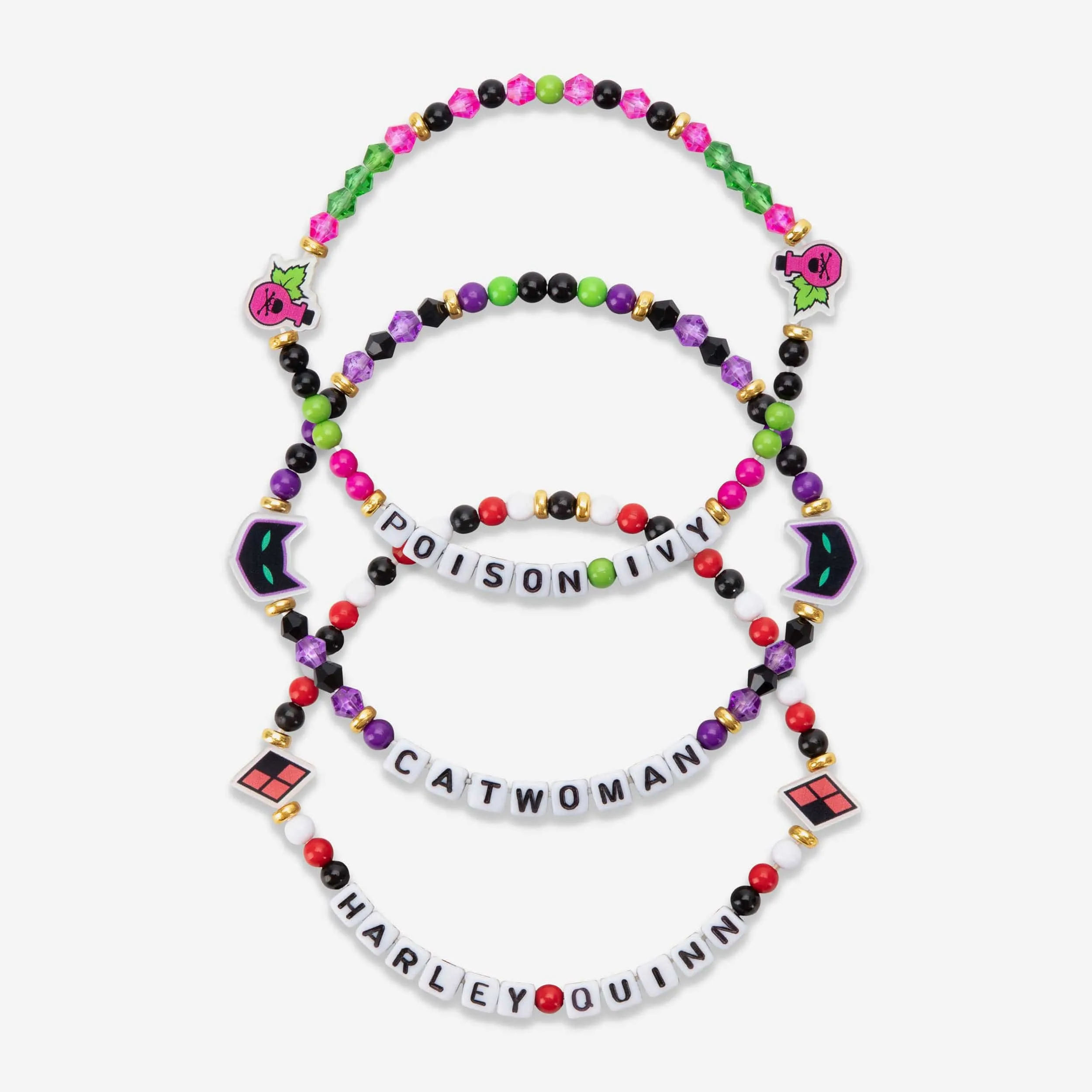 Harley Quinn™ & Catwoman™ & Poison Ivy™ DC 3 Pack Friendship Bracelet