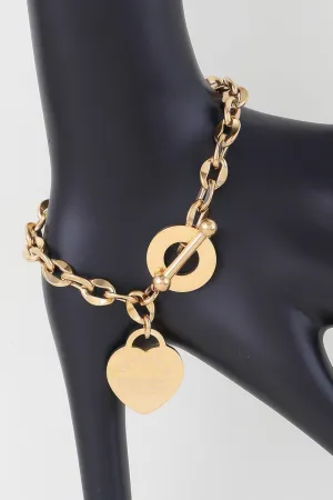 Heart Lock Pendant Toggle Bracelet