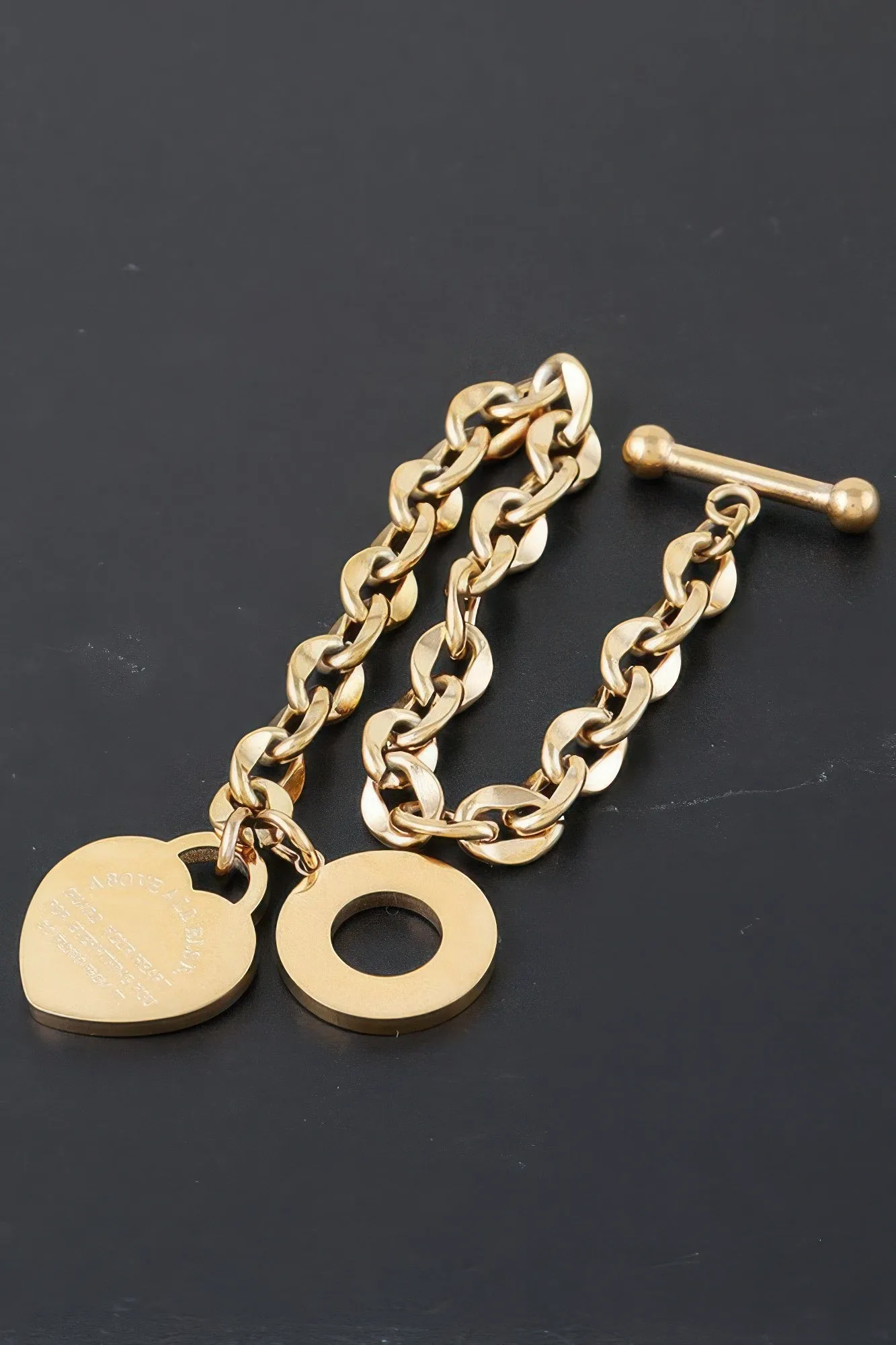 Heart Lock Pendant Toggle Bracelet