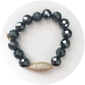 Hematite with Pavé Gold Dome