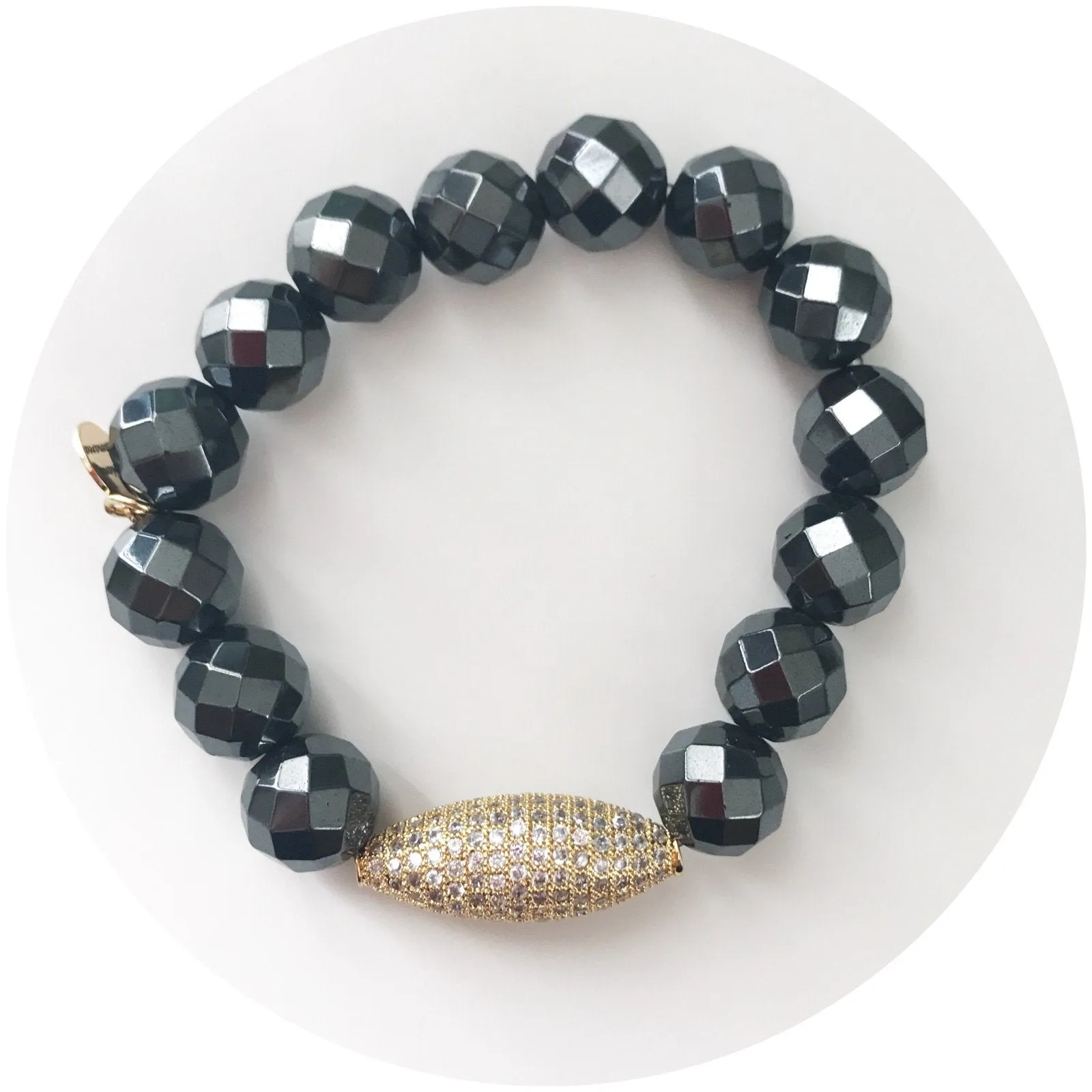 Hematite with Pavé Gold Dome