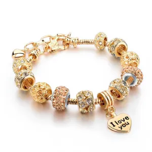 High Quality Heart Charm Bracelets For Women Snake Chain Gold Plated Bracelets & Bangles Fashion Jewelry SBR150074
