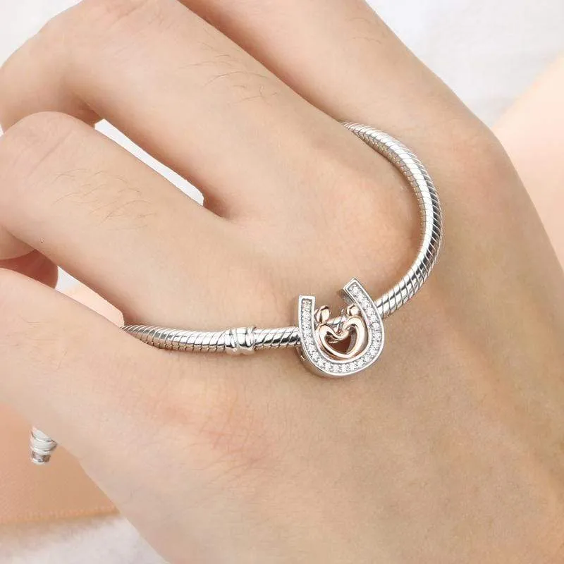 Horseshoe Hand in Hand Charm