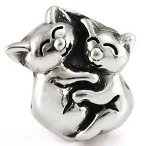 Hugging Cats/kitties Charm European Bead Compatible for Most European Snake Chain Bracelet