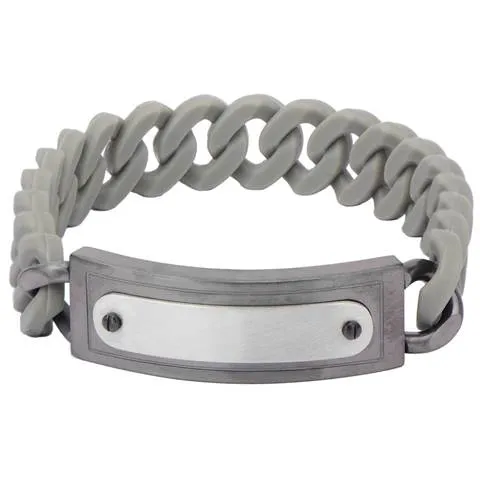 INOX Silicone Curb ID Stainless Steel Bracelet, Grey BRRARB13GY