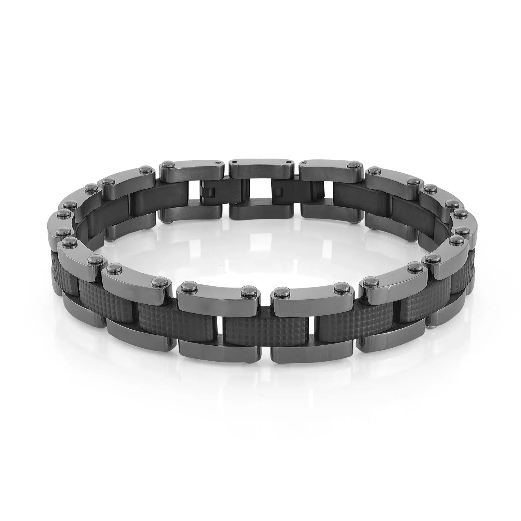 Italgem Stainless Steel (13mm) Textured Link Bracelet